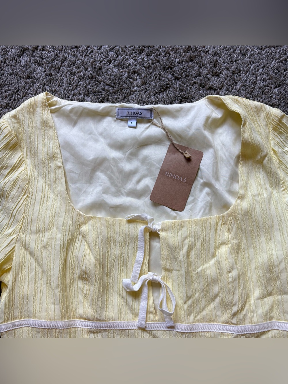 Rihoas butter Yellow Square-Neck Mini Dress - Picture 3 of 8